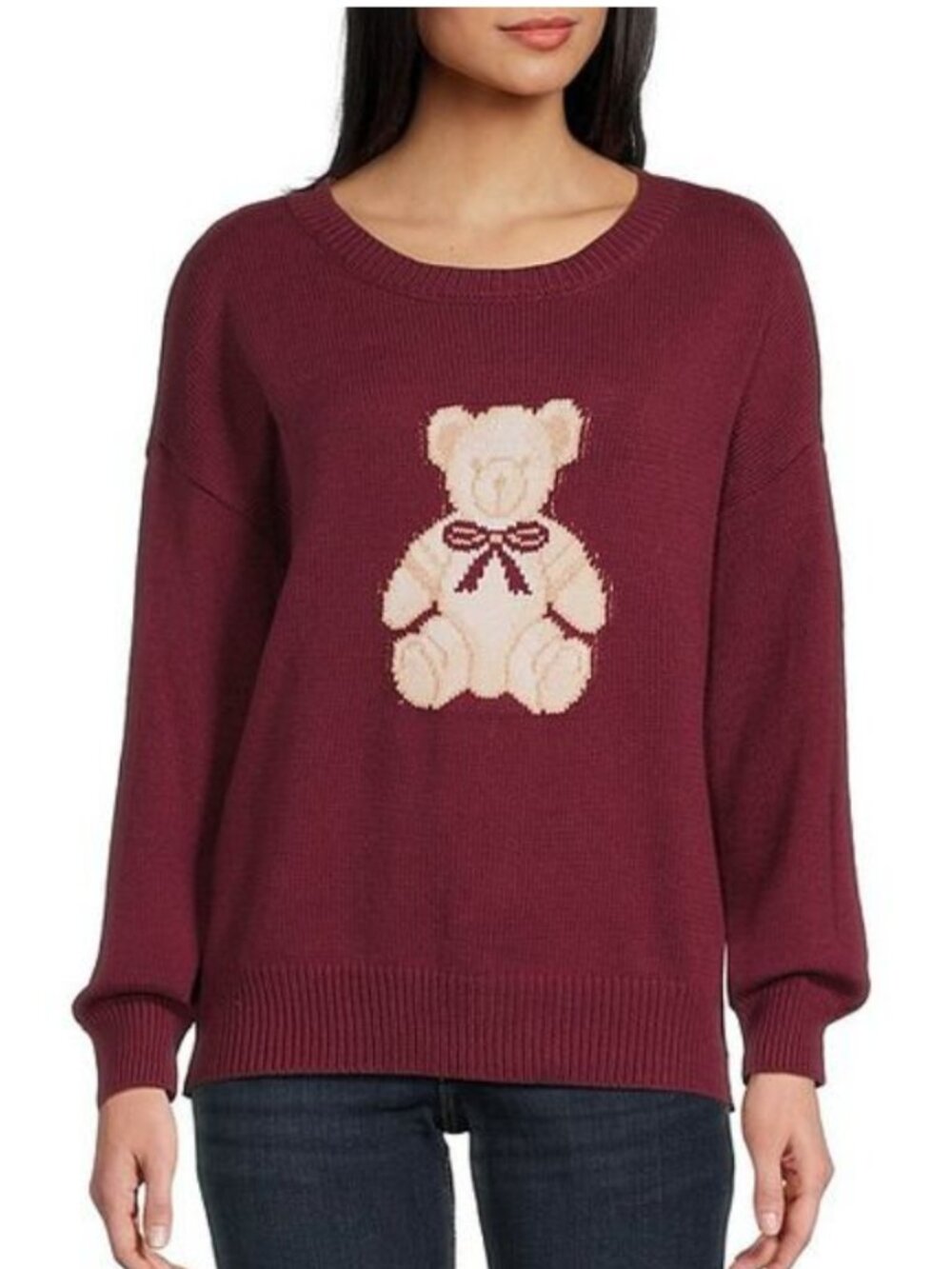 Blu Pepper Teddy Bear Pullover Sweater – Burgundy/Maroon – Size M (BNWT)